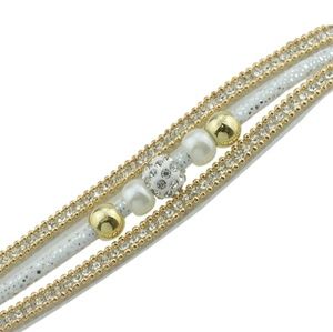 White Pu Leather Multilayer Bracelet